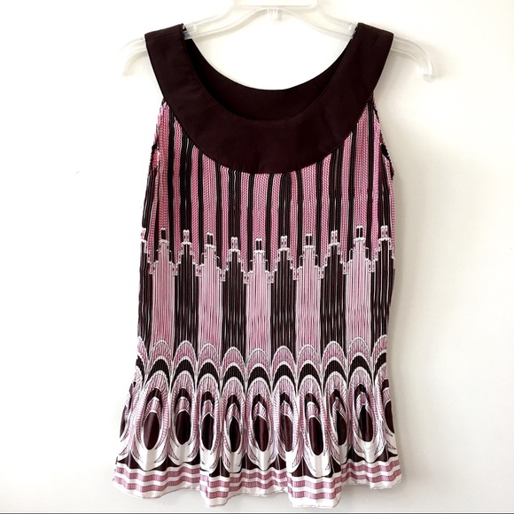 NWT Y2K Sleeveless Blouse Top Pink Brown White Medium - Picture 3 of 9